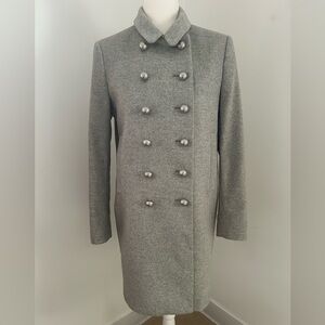 Hobbs Of London Pale Gray Wool Flannel Double-Breasted Coat sz 6